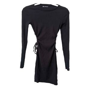 ZARA Side Cutout Ribbed Mini Dress Black Sz Small